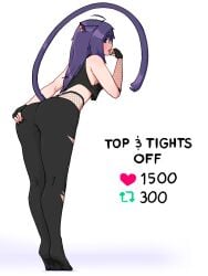 ass ass_focus ass_grab ass_spread ass_stretch bell blush cat_ears cat_girl cat_tail catgirl claws clothed clothing collar earrings female fishnets gloves leash leash_and_collar purple_clothing purple_hair raddles radraddles ripped_clothing ripped_tights shy small_breasts smirk smug spreading spreading_ass spreading_pussy stomach stretching stretching_anus strip strip_game stripping stripping_game tail tank_top thighs tights twitter waist