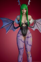 1girls 2:3 3d big_breasts breasts cosplay darkstalkers emilie_de_rochefort enigmaj female female_focus female_only green_hair head_wings hourglass_figure light-skinned_female long_hair looking_at_viewer morrigan_aensland_(cosplay) pussy ripped_clothing self_upload solo_female tekken tekken_8 thick_thighs wide_hips wings