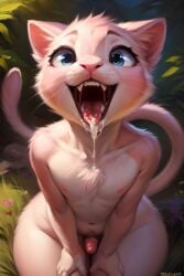 ai_generated cum_in_mouth femboy mew pokemon_(species)