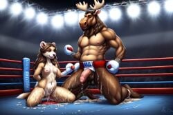 ai_generated boxing covered cum female ferret male moose naughty_ferrets nudity