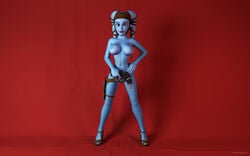 1girls 3d aayla_secura alien alien_girl artist_name bald bare_shoulders big_breasts blaster blue_skin busty cleavage clone_wars curvy detailed_background dl-44_heavy_blaster_pistol erect_nipple erect_nipples eyelashes female female_only freckles front_view gun headgear holding_object hourglass_figure humanoid jedi jedi_master kondaspeter looking_at_viewer mammal naked nude pose posing purple_lips shiny shiny_skin solo spread_legs spreading standing star_wars twi'lek voluptuous weapon wide_hips yellow_eyes