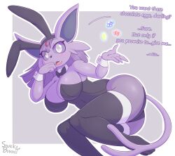 big_ass big_breasts breasts bubble_butt bunnysuit eeveelution espeon female furry huge_ass pokémon_(species) pokemon snackbunnii tagme thick_thighs wide_hips