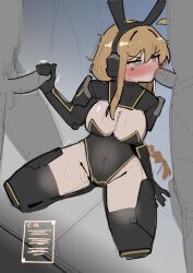 1girls 3boys banana_batter big_breasts blonde_hair blowjob blue_eyes blushing breasts bunny_ears bunnysuit c-01_permit color colored fellatio female handjob helldivers helldivers_2 indie_virtual_youtuber kneeling long_hair oral simple_background sweat sweating thick_thighs thighs virtual_youtuber whiskey_project xerbatt