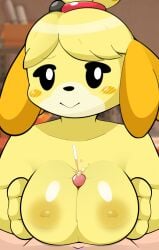 animal_crossing breast_play breasts duo female hi_res isabelle_(animal_crossing) male male/female nintendo paizuri sateco sex titfuck titjob