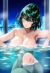 1girls ai_generated bare_arms bare_breasts bare_legs bare_shoulders bare_thighs big_breasts clothed clothing color female female_focus female_only fubuki_(one-punch_man) green_eyes green_hair hi_res large_breasts light-skinned_female light_skin looking_at_viewer nipples nude nude_female one-punch_man pool short_hair solo solo_female tagme takenaka_ai thick_thighs water