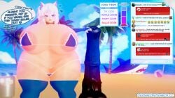 3d animal_penis beach beach_background big_ass big_breasts big_butt daidaikon fat gawr_gura gigantic_ass gigantic_breasts gigantic_thighs hololive hololive_english hololive_myth horsecock horsecock_dildo hyper hyper_breasts multicolored_hair shark shark_girl shark_tail text text_bubble virtual_youtuber