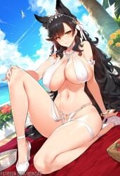 1girls ai_generated atago_(azur_lane) azur_lane bare_arms bare_legs bare_shoulders bare_thighs big_breasts black_hair blush bons_ai clothed clothing color female female_focus female_only hi_res high_heels large_breasts light-skinned_female light_skin lingerie long_hair looking_at_viewer solo solo_female tagme thick_thighs wolf_ears wolf_girl yellow_eyes