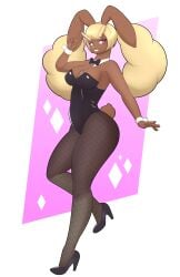 1girls 2023 absurd_res anthro blonde_hair bunnysuit commission detached_collar dulce_ratoncita female female_only fishnet_pantyhose generation_4_pokemon heels looking_at_viewer lopunny neck_ribbon nintendo pantyhose peace_sign pink_eyes pokémon_(species) pokemon pokemon_(species) smiling smiling_at_viewer solo teeth_showing thick_thighs v_sign wrist_cuffs