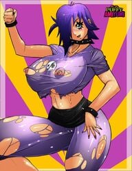 1girls blue_eyes cameltoe cartoon_network casual cleavage clothing curvy erect_nipples female gigantic_breasts hi_hi_puffy_amiyumi huge_areolae huge_ass human neckwear pale_skin puffy_nipples rhemora short_hair spiked_bracelet spiked_collar thick_lips thunder_thighs voluptuous wide_hips wristwear yumi_yoshimura