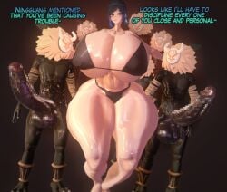 3d genshin_impact hilichurls_(species) hyper_breasts hyper_penis kurec paizuri yelan_(genshin_impact)