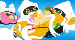 ambiguous_gender anthro anthro_on_feral biceps big_muscles blooper bowser clothed clothing eyewear feral gay male male/ambiguous male_only mario_(series) mario_and_luigi_(series) midbus musclegut muscular nintendo pecs penis precum speedo sunglasses swimsuit tentacle video_games