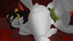 1boy 1girls artist_name cave ch4tn01rz_x33333_(artist) detailed_background female grey_body homestuck karkat_vantas male nepeta_leijon original_artwork vaginal_penetration yellow_sclera