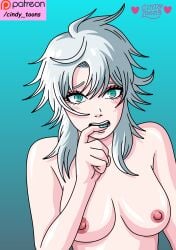 bite blue_eyes blue_nails breasts breasts_out chainsaw_man cindy_toons death_devil devil devil_girl naked naked_female naked_girl nervous nipples nude nude_female nude_girl pink_nipples white_hair