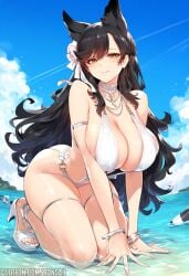 1girls ai_generated atago_(azur_lane) azur_lane bare_arms bare_legs bare_shoulders bare_thighs big_breasts black_hair blush bons_ai clothed clothing color female female_focus female_only hi_res high_heels large_breasts light-skinned_female light_skin lingerie long_hair looking_at_viewer solo solo_female tagme thick_thighs wolf_ears wolf_girl yellow_eyes