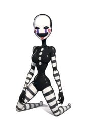 ai_generated animatronic animatronic_female black_skin breasts buttons classic_fnaf_2_marionette classic_fnaf_2_puppet female five_nights_at_freddy's five_nights_at_freddy's_2 haunted kneeling long_neck marionette_(fnaf) mask masked masked_female on_knees original_fnaf_2_marionette original_fnaf_2_puppet pixai possessed puppet_(fnaf) robot_girl shadow simple_background slim_waist solo striped_arms striped_legs ultimate_custom_night white_background white_pupils