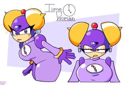 1girls annoyed annoyed_expression big_breasts big_eyelashes breasts bust busty busty_female chest_focus clock clothed cute eyelashes female female_only genderswap_(mtf) hips humanoid large_breasts looking_at_viewer mega_man mega_man(classic) mega_man_(series) nocklepie purple_body robot robot_girl robot_humanoid robot_master rule_63 solo solo_female sticking_out_tongue thick thick_thighs thighs time_man wide_hips