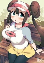 1girls breasts brown_hair chichibu_(watson) creatures_(company) doughnut_hair_bun game_freak hair_bun highres large_breasts nintendo pokemon pokemon_bw2 rosa_(pokemon)