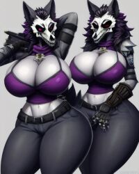 1girls ai_generated ass big_ass big_breasts big_butt black_body breasts female furry furry_ass furry_breasts furry_ears furry_female furry_tail girl marianawolf masked masked_female original original_character purple_clothes sex skibidiuwu wolf wolf_ears wolf_girl wolf_tail