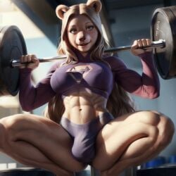 1futa abs ai_generated ball_bulge balls balls_in_panties balls_under_clothes biceps big_cock big_penis bulge flaccid furry furry_only futa_only futanari gym heroine huge_cock mel_bear muscles muscular_futanari panties panty_bulge penis penis_bulge penis_in_panties penis_under_clothes six_pack squatting strong superheroine weightlifting working_out