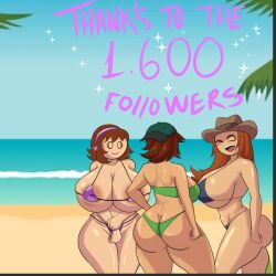 3girls beach big big_breasts bikini breasts female flex-jv flipline_studios huge_breasts multiple_girls papa_louie peggy_(papa_louie) penny_(papa_louie) scooter_(papa_louie) video_game_character video_game_franchise video_games