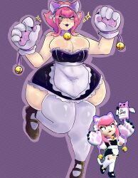 1female 3d_model big_breasts brawl_stars bunbunnys737 cat_ears_hairband cat_gloves cleavage cosplay female female_only huge_hips maid melodie_(brawl_stars) pinku_pawlette self_upload solo thick_thighs video_game_character voluptuous_female