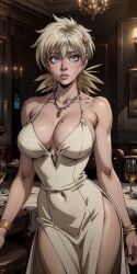 aged_up ai_generated beige_gown breasts female female_focus female_only gown hellsing hjqjjwbeb jewelry looking_at_viewer necklace seras_victoria solo