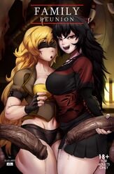 2boys 2girls abs adult_and_teenager age_difference big_penis black_hair blindfold blonde_hair breasts comic comic_cover dark-skinned_male dark_skin erection female foreskin huge_breasts huge_cock huge_penis human interracial jlullaby long_hair male musk musk_clouds musky musky_cock older_female_and_younger_female older_male_and_younger_female penis precum precum_drip raven_branwen red_eyes rwby smell smelly smelly_cock smile steam steamy sweat sweatdrop sweating sweaty teenage_girl teenage_hooker teenager text uncircumcised uncut veins veiny_penis wet wide_hips yang_xiao_long