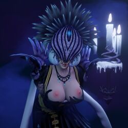 1girls 3d big_breasts european_mythology light-skinned_female light_skin mega_milk mythology nox_(smite) presenting presenting_breasts roman_mythology scrido smite solo white_hair