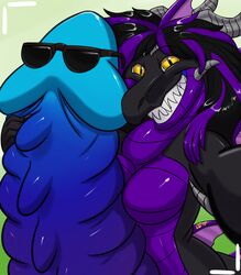 1futa anthro big_penis blue_penis digital_media_(artwork) dragon eyewear futanari huge_cock humor ki'eruu may825 nude penis ribbed ribbed_penis scalie selfie smile sunglasses toothy_grin vid17 yellow_eyes