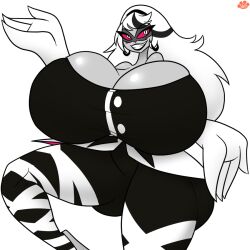 ass_bigger_than_head bad_anatomy boob_window breasts_bigger_than_head carmilla_carmine casual_nudity clothed demon demon_girl female female_only hazbin_hotel huge_ass huge_breasts hyper_breasts kecomaster no_bra