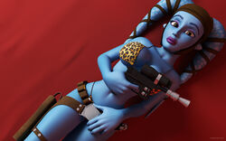 1girls 3d aayla_secura alien alien_girl alternate_version_available artist_name bald bare_shoulders big_breasts bikini bikini_bottom bikini_top blaster blue_skin busty clone_wars curvy detailed_background dl-44_heavy_blaster_pistol eyelashes female female_only freckles front_view gun headgear holding_object hourglass_figure humanoid jedi jedi_master kondaspeter looking_at_viewer mammal midriff pose posing purple_lips shadow shiny shiny_skin skimpy solo standing star_wars swimsuit thong twi'lek voluptuous weapon wide_hips yellow_eyes