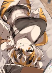 big_breasts breasts cleavage feline female furry mx99926 thick_thighs tiger tiger_tail waai_fu_(arknights) wide_hips