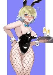 1girls @_@ blush bunny_ears bunny_girl bunnysuit condoms embarrassed fake_animal_ears fire_emblem fire_emblem_heroes fishnet_legwear fishnets fjorm_(fire_emblem) looking_at_viewer medium_breasts nintendo open_mouth thick_thighs thighs zet_(twt_zet)