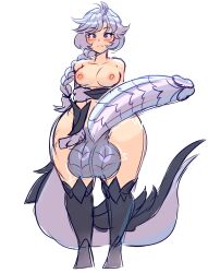 1futa animal_humanoid areolae balls big_balls big_penis blush bodily_fluids bottom_heavy breasts collarbone dragon dragon_girl dragon_humanoid erection furrreun futa_only futanari genital_fluids genitals grey_hair gynomorph hair hi_res huge_cock huge_hips humanoid intersex light-skinned_futanari light_skin looking_at_viewer medium_breasts mouth_closed mythological_creature mythological_scalie mythology nipples penis precum purple_eyes scaled_penis scalie short_hair solo standing thick_thighs transparent_background wide_hips