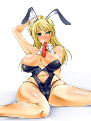 1girls arc_system_works blazblue breasts bunny_ears bunnysuit cleavage female female_only kanten necktie noel_vermillion solo