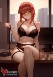 1girls 2d ai_female ai_generated ass bangs bare_shoulders barefeet big_ass big_breasts black_bra black_legwear bra braid braided_ponytail breasts chainsaw_man erophoenix feet female female_focus full_body garter_belt holding_leash leash looking_at_viewer looking_back makima_(chainsaw_man) navel nude pale_skinned_female panties patreon_username ringed_eyes sidelocks smile soles solo solo_female sweat thick thick_thighs thighhighs toes uncensored underwear yellow_eyes