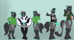 absurd_res animal_genitalia animal_penis anthro antlers black_clothing black_shirt black_tank_top black_topwear blue_penis book canid canine canine_genitalia canine_penis canis clothed clothing crossdressing deer equid equine equine_genitalia equine_penis erection eyewear felkin femboy flaccid gaylord_(artist) genitals gesture glasses green_clothing green_hoodie green_shirt green_topwear group hand_gesture hi_res hoodie horn horse hybrid long_stockings maid_uniform male mammal mohawk penis presenting presenting_penis ronin_viltarre_(nanaki_azakee) rooney_(gaylord) shirt simple_background tank_top thumbs_up topwear uniform waving wearing_glasses wolf