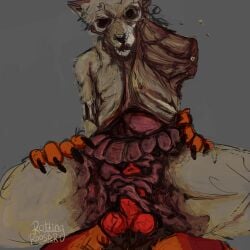 animal_genitalia animal_penis anthro canid canine canine_genitalia canine_penis canis corpse death domestic_dog duo felid feline fur genitals gore guro guts hi_res intestines knot male mammal necrophilia orange_body orange_fur organs penis puppy_meats rooster_(rottingxrooster) rottingxrooster sadism severed_arm severed_body_part severed_limb sex snuff