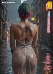 ai_assisted ai_generated ass ass ass_focus booty cyberpunk_2077 judy_alvarez lingerie lingerie_bra lingerie_panties raining redhenxx tagme video video_games wet wet_body wet_skin