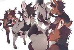 anal animal_genitalia animal_penis anthro anus asinus ass backsack balls big_butt blue_eyes blush bodily_fluids bottomwear bottomwear_down brown_body brown_fur brown_hair clothed clothing dock_(anatomy) donkey dripping duo equid equine equine_anus equine_genitalia equine_penis femboy femboy/femboy fur genital_fluids genitals grey_body grey_fur hair hand_on_butt hi_res hooves lip_gloss lipgloss lipstick lipstick_on_anus lostgoose makeup male male/male male_rimming_male mammal open_mouth oral orange_eyes pants pants_down partially_clothed penis perineum precum precum_drip puffy_anus rear_view rimming sex shirt shorts simple_background sitting standing submissive submissive_anthro submissive_male tail tank_top tongue tongue_out topwear white_background