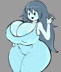 1girls babyhunt4 big_breasts breasts_focus cleavage da_ra_ra_ra female female female_only ghost huge_breasts