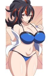 1girls big_breasts bikini blue_bikini female female_focus female_only hoyoverse light-skinned_female light_skin mihoyo mihoyo_technology_(shanghai)_co._ltd. new_eridu_public_security solo solo_female solo_focus standing zenless_zone_zero zhu_yuan