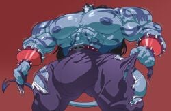 balls big_balls big_penis bodybuilder bulge bulge_bigger_than_head clothing clothing_rip flaccid hi_res highres hyper hyper_balls hyper_bulge hyper_cock hyper_genitalia hyper_muscles hyper_penis hyper_testicles male male_only muscles muscular muscular_arms muscular_male muscular_thighs penis remert solo solo_male tattoo worm's-eye_view