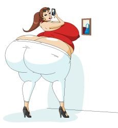1girls ass ass_cleavage big_ass big_breasts bottom_heavy breasts chubby dea-jn fat_ass female high_heels huge_ass huge_breasts hyper_ass lactating lactation lactation_through_clothes original pregnant solo solo_female wide_hips