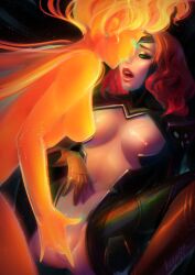 2girls breasts breasts_out female_focus female_only fingering fire_hair flaming_hair hornydra jean_grey large_breasts lesbian_sex long_hair marvel marvel_comics marvel_rivals moaning phoenix_(marvel_rivals) phoenix_(x-men) red_hair sex sexy x-men yuri