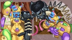 1girls 2boys big_dick blot_(dandy's_world) dandy's_world dick fluids hairy_breasts hairy_pussy looey_(dandy's_world) nikeshka pubis roblox roblox_game sharp_teeth small_dick tail tails threesome tongue tongue_out yatta_(dandy's_world)