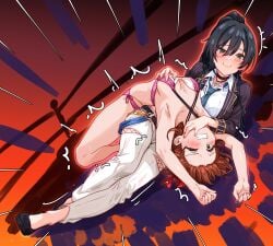 2girls athletic_female backbreaker bakasplilzy bikini catfight dominant dominant_female female female_only femdom haruka_amami muscular rape raped_by_enemy sexfight shirase_sakuya submission_hold submissive tagme the_idolm@ster_shiny_colors wrestling wrestlingryona yuri
