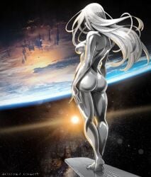 backview butt_focus feet long long_hair shalla-bal sideboob silver_surfer slim_waist