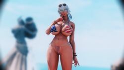 1girls 3d abs american_flag_bikini athletic athletic_female big_breasts breasts female final_fantasy final_fantasy_xiv huge_breasts large_breasts oc tagme