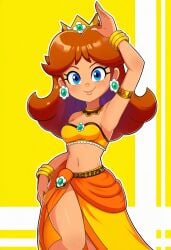 ai_generated alternate_costume arabian_clothes dancing mario_(series) novelai princess_daisy